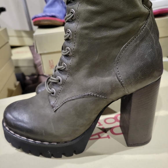EUC A.S.98 Free People Catalina Tall Green Platform Lace Up Boots 39 - Picture 6 of 10